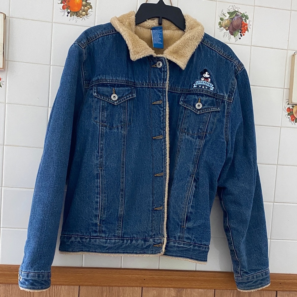 Blue Denim Jacket with Tan Sherpa Lining